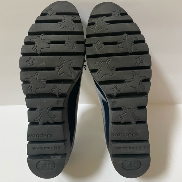 Wonders Alba Navy Patent Leather Gored Platform Wedge Tassel Loafers Size 10 - Picture 16 of 16